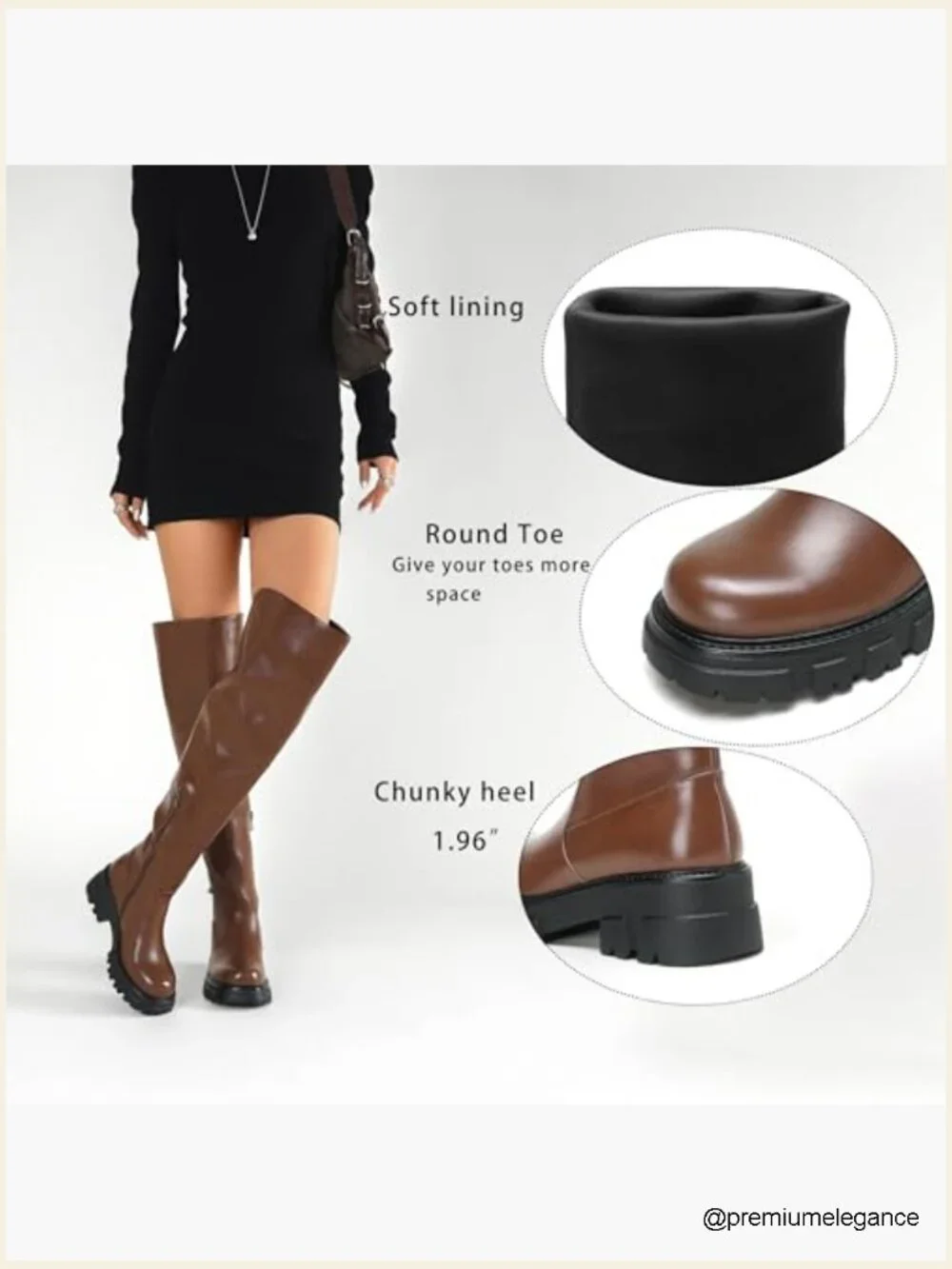 Thigh High Over the Knee Boots Platform Chunky Heel Lug Sole Side Zip